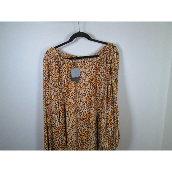 Erika Pena Dress Size OS Brown Animal Leopard Print One Shoulder Maxi - Picture 6 of 11